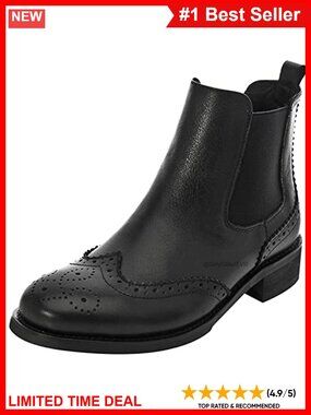 Genuine Leather Chelsea Ankle Boots Brogue Wingtip Slip On Comfort